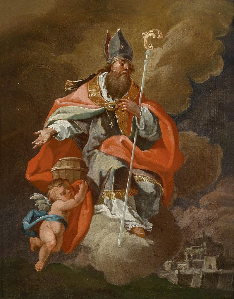 San Ruperto e un angelo con il secchio di sale, il suo attributo